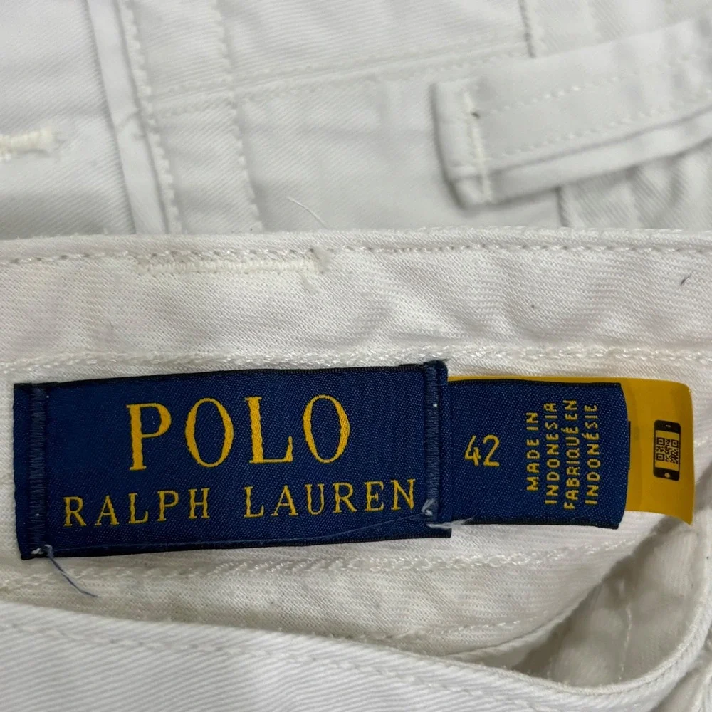 Polo Ralph Lauren Mens White Cotton Twill Cargo Shorts Size 42 Utility Summer